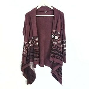 Aztec Print Sweater Cardigan Size Large